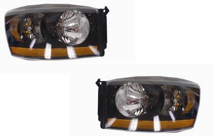 Replacement Black Night Runner Headlights 06-08 Dodge Ram - Click Image to Close